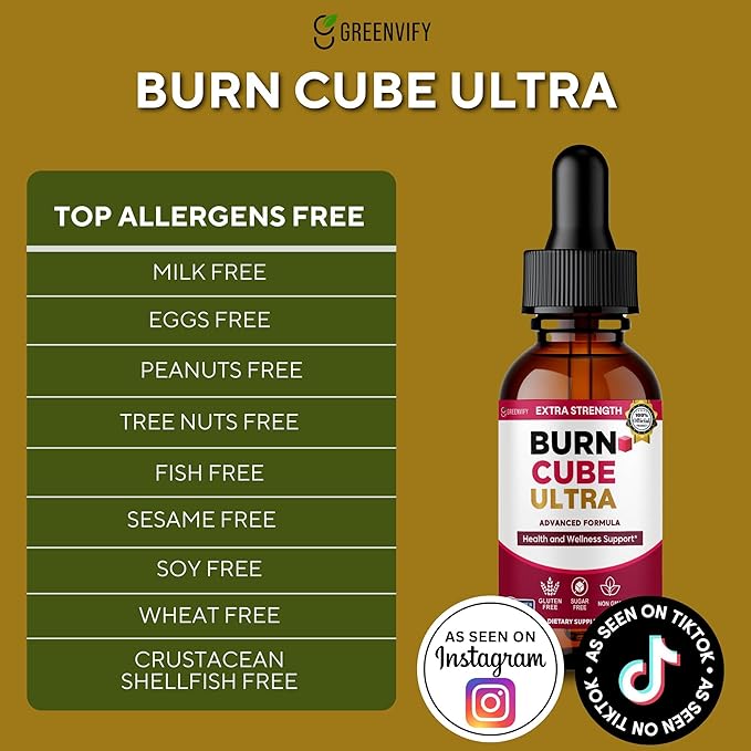 Burn Cube Ultra Extra Strength Advanced Formula Health and Wellness Support 60 Servings 2 fl oz Liquid Drops (2)
