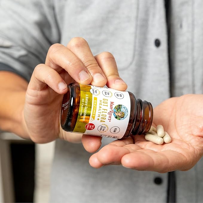 MaryRuth’s Gut Flora Health+ Enzymes | Prebiotic &amp Probiotic Digestive Enzymes for Healthy Gut Biome &amp Digestive Support | Gastrointestinal Health | CLP Certified | 60 Capsules | Up to 2 Month