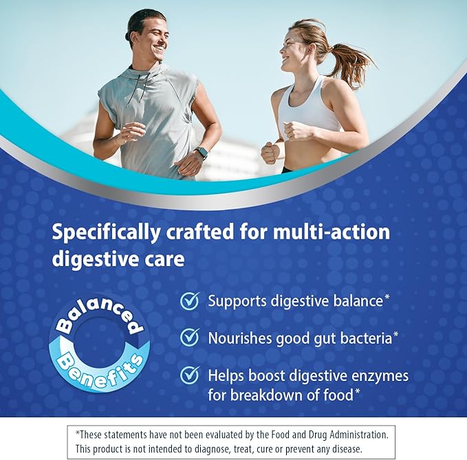 Florastor Prebiotic and Probiotic Gummies Digestive and Metabolic Support Probiotic Blend for Multi-Action Digestive Health Care with Vitamin B12 56 Gummies