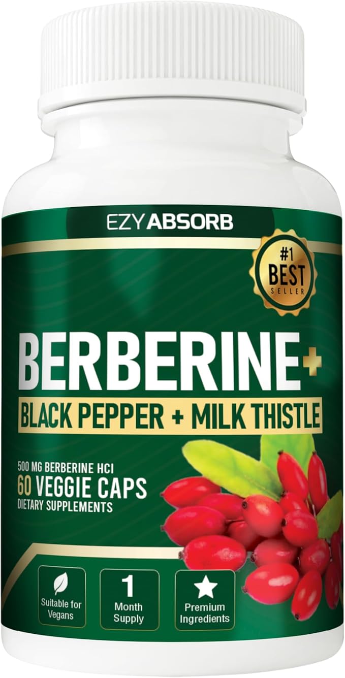 Gluten-Free Berberine 500mg 60 Veggie Capsule w/LA-3 AMPK Metabolic Activator