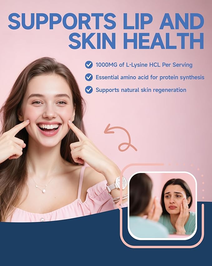 L-Lysine Liquid Drops Liquid Lysine 1000mg Supplement Essential Amino Acid Supplement for Lips &amp Oral Health &amp Collagen Formation Support Lysine Drops with Vitamin E &amp Zinc for Adults 4