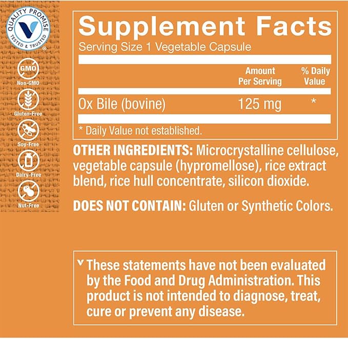 The Vitamin Shoppe Bile (Bovine) Supports Digestion Healthy Fat (100 Capsules)