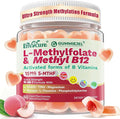 L-Methylfolate 15mg &amp 2000 mcg Methyl B12 Gummies Extra Strength Methylation Support for Women and Men Active 5-MTHF with CoQ10 Magnesium TMG L-Theanine B1 B2 B6 B9 for Cognitive Energy60