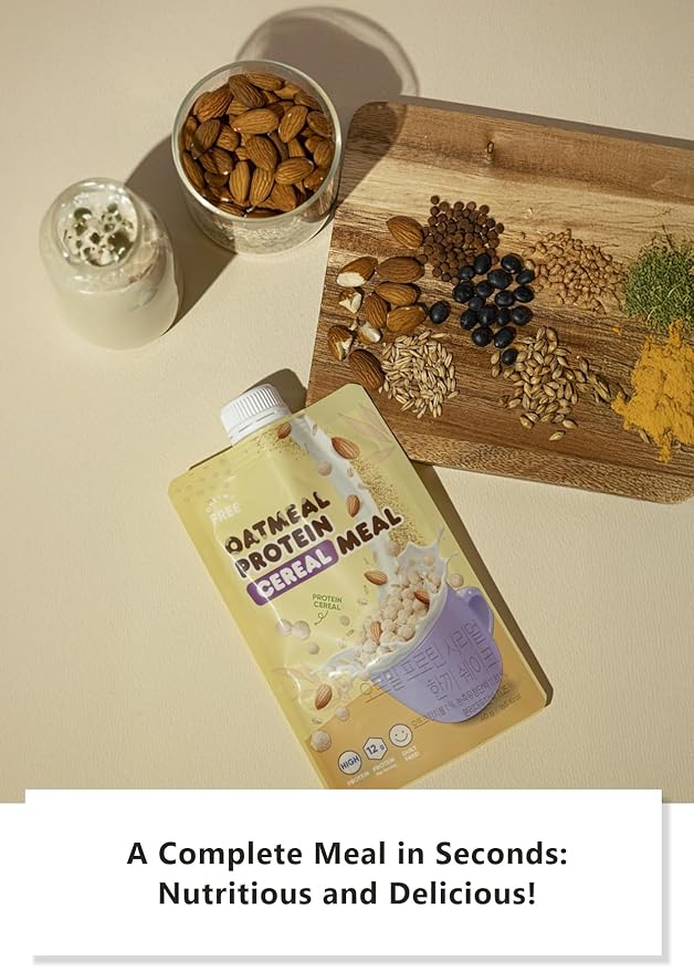 Korean Food Onetwofree Oatmeal Protein Cereal Meal(40g*5P) | Dietary Fiber Essential Amino Acids Vitamins | Low calories 12g Protein | Meal Replacement