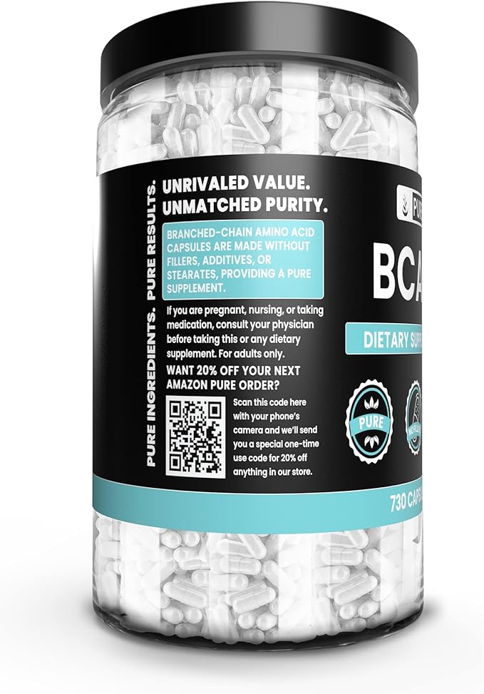 Pure Original Ingredients BCAA (730 Capsules) No Magnesium Or Rice Fillers Always Pure Lab Verified