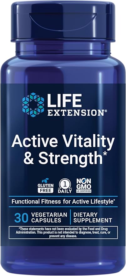Life Extension Active Vitality &amp Strength Functional Fitness Muscle Health Physical Independence 1-Daily Non-GMO Gluten-Free 30 Capsules