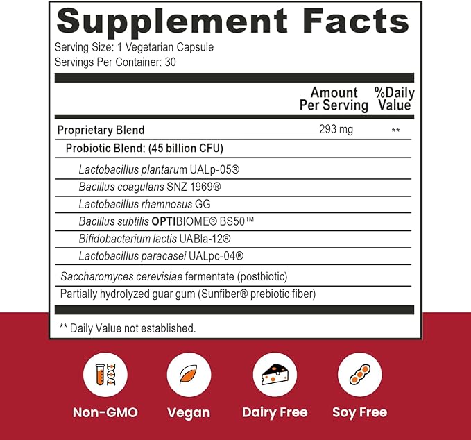 Ombre 3-in-1 Probiotic Prebiotic and Postbiotic for Digestive Health &amp Gut Health - 45 Billion CFU - Bloating Constipation &amp Gas Relief - Metabolic &amp Immune Support for Women &amp Men