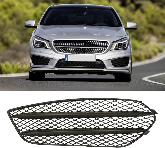 Front Bumper Fog Lamp Grille Black Replacement for CLA‑Class C117 AMG Line CLA45 2013 2014 2015