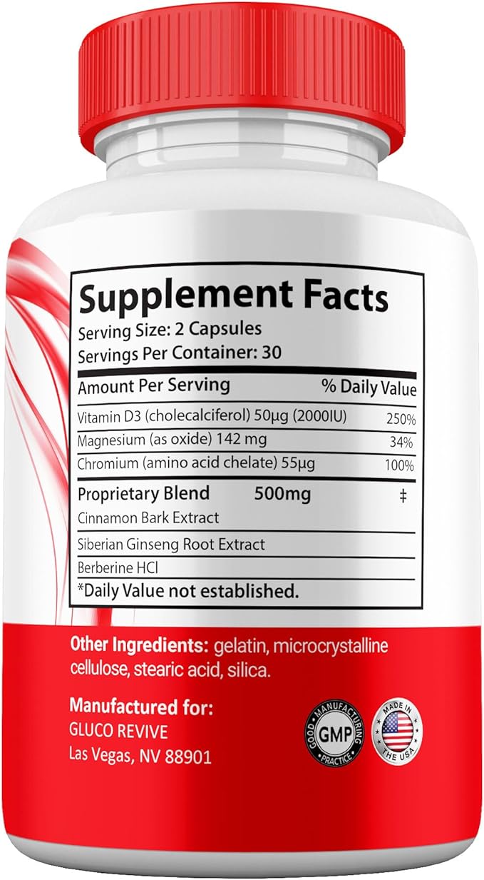 Gluco Revive Pills Maximum Strength Formula with All Natural Ingredients Gluco Revive Supplement 5 Month Supply (5 Pack)