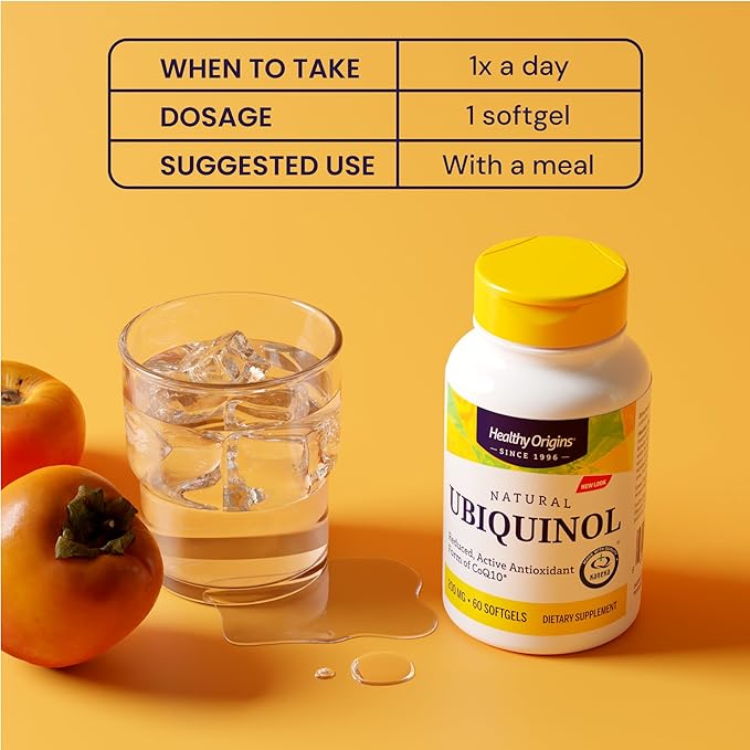 Healthy Origins Ubiquinol (Active Form of CoQ10) 200 mg - Ubiquinol Supplements for Heart Health &amp Antioxidant Support - Gluten-Free &amp Non-GMO Supplement - 60 Softgels
