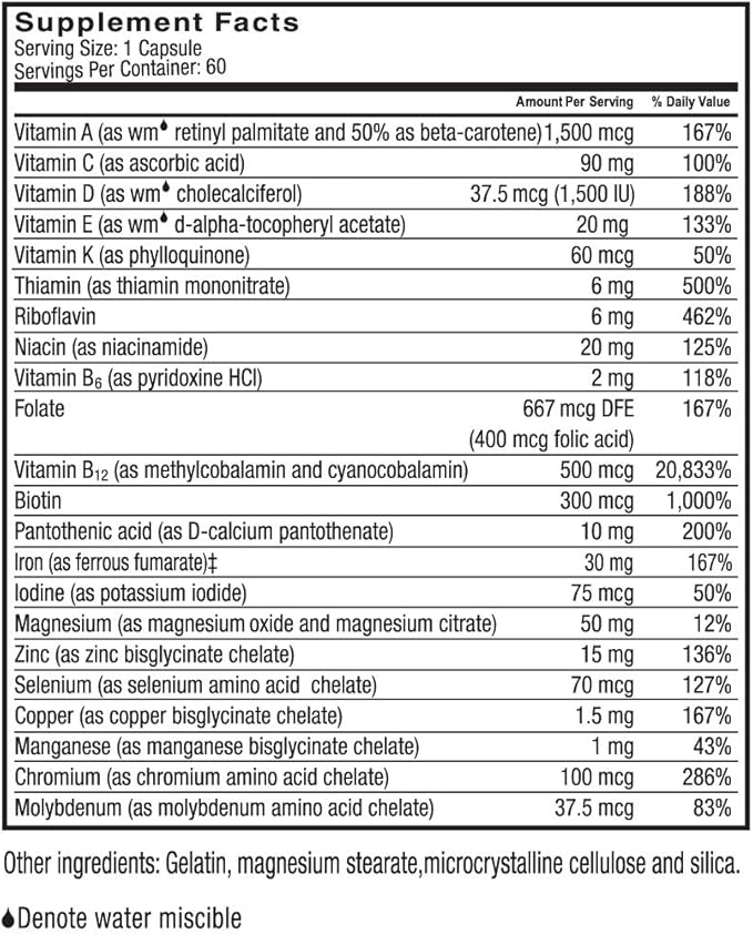 Celebrate Vitamins Multi-Complete 60mg Iron – Daily Bariatric Multivitamin for Sleeve Gastrectomy and Gastric Bypass Surgery Patients – Essential Vitamins &amp Minerals (60 Capsules)