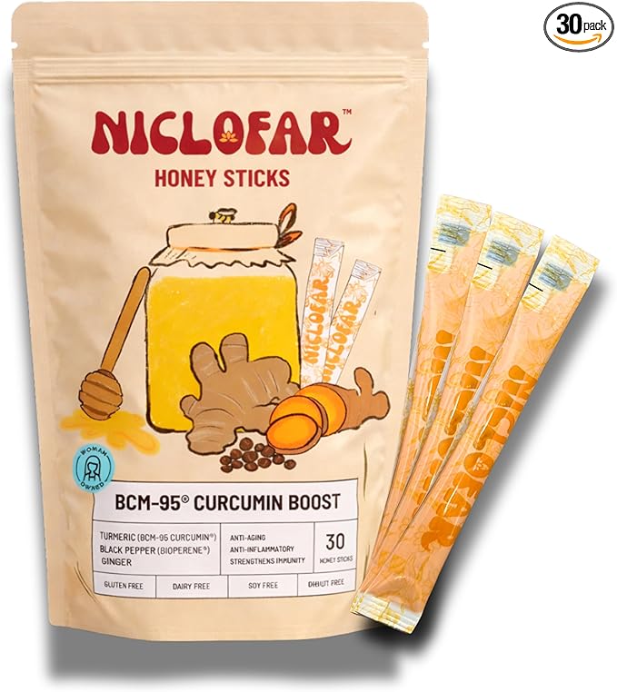 BCM 95 Curcumin Turmeric Ginger Honey Immunity Sticks 400 mg high absorption Curcugreen with BioPerine (Black Pepper) | Common Allergy | Digestive | Gut Health | Bone Health | Turmeric Latte