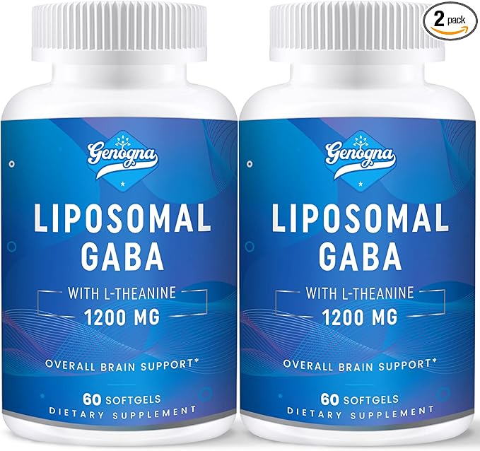 Liposomal GABA with L-Theanine 1200mg - 2 Pack High Bioavailable GABA Supplements120 Capsules for Adults