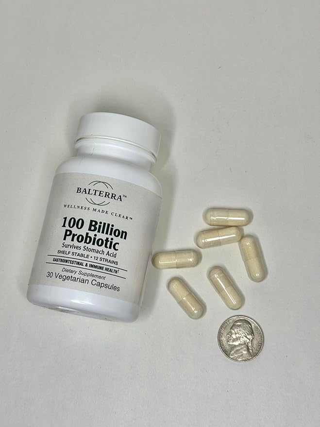 100 Billion Probiotic by Balterra — 30 Vegetarian Capsules — Digestive &amp Immune Support — 12 Strains Shelf-Stable