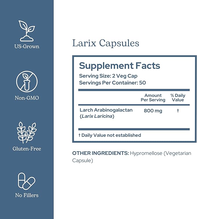 Eclectic Institute Raw Freeze-Dried Non-GMO Larix Capsules | Immune Respiratory and Ear Support | 100 CT (400 mg)