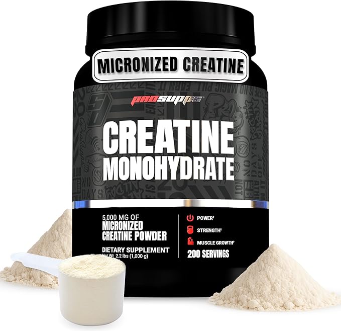 ProSupps Creatine Monohydrate Powder for Men &amp Women Unflavored - 5000mg of Micronized Creatine - Sugar-Free Soy &amp Gluten-Free - 200 Servings