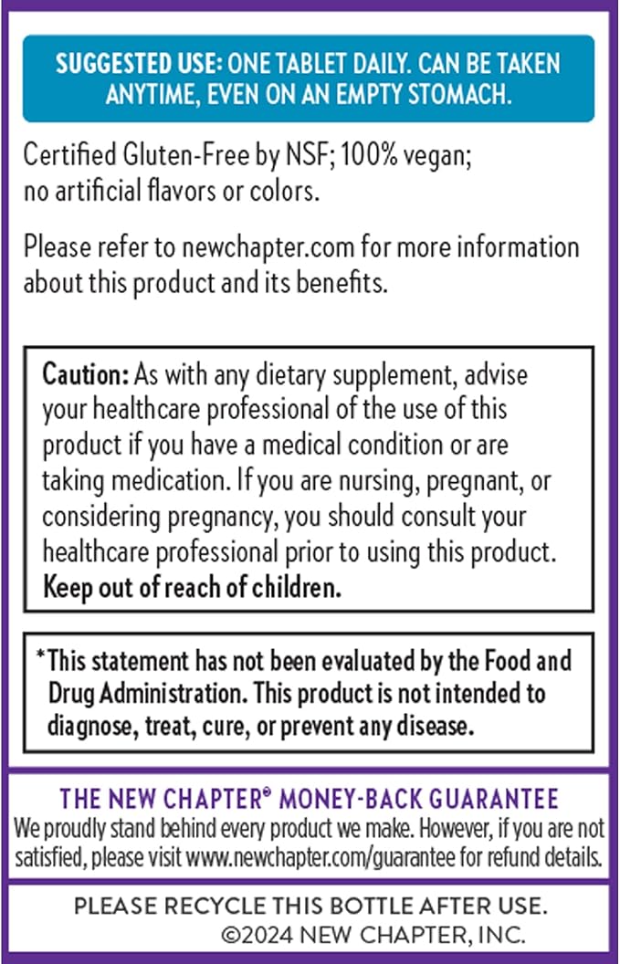 New Chapter Fermented Vitamin B12 1000 mcg USDA Organic ONE Daily for Cellular Energy + Healthy Blood Cells Certified Vegan Gluten Free - 60 Count