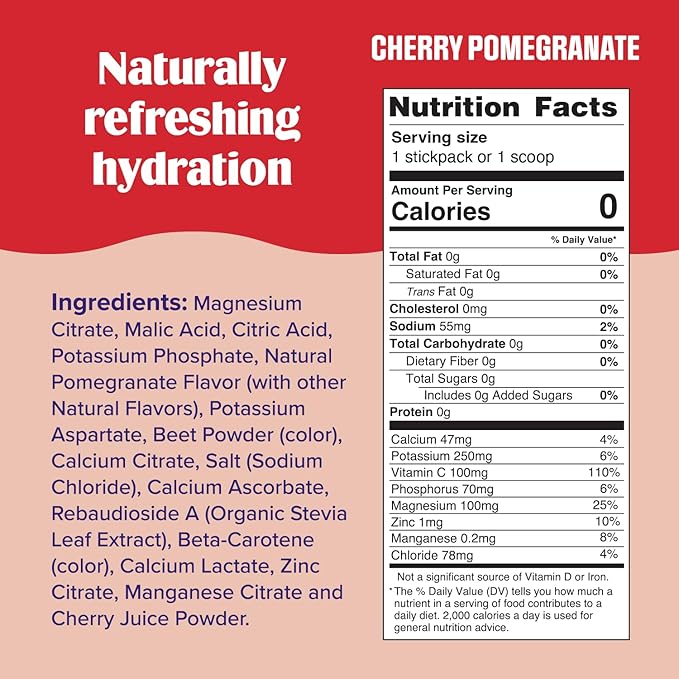 Ultima Replenisher Daily Electrolyte Powder Drink Mix – Sugar Free – Cherry Pomegranate 30 Servings – Hydration Powder with 6 Electrolytes and Trace Minerals – Keto Friendly Vegan Non-GMO