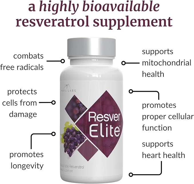 Mara Labs ResverElite | Bioavailable Resveratrol | Vegan No Fillers and Non-GMO | 30 Vegan Capsules