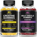 EFFECTIVE NUTRA Creatine Monohydrate Gummies 90ct &amp Sugar Free Milk Thistle Gummies 90ct