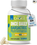 Bariatric Choice Once-Daily Bariatric Multivitamin with 45 mg of Iron | Easy to Swallow Capsule | Vitamin for Bariatric Surgery Patients | 90 Count (3-Month Supply)