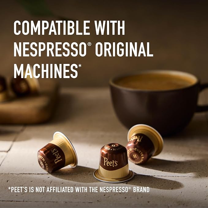 Peet's Coffee Dark Roast Espresso Capsules Variety Pack Compatible with Nespresso Original Machine 100% Arabica Coffee - Intensity 10-11 40 Count (4 Boxes of 10 Espresso Capsules)