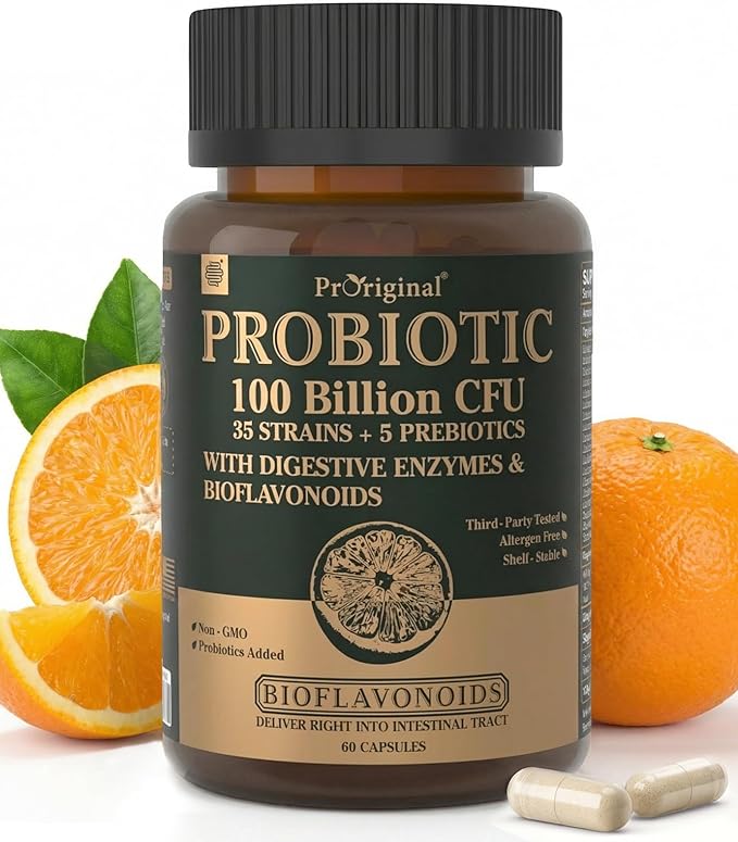 Probiotics with Prebiotics for Men and Women - 35 Strains Probiotics 100 Billion CFU for Gut &amp Digestive Health Vegan Acidophilus Probiotic Supplement Non-GMO Raw Probiotic 60 Capsules
