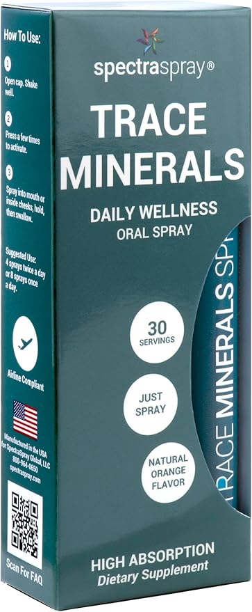 Trace Minerals Oral Supplement Spray Natural Orange Flavor Vegan &amp Non-GMO Formula 6.0 mg Trace Minerals per Serving 30 Day Supply