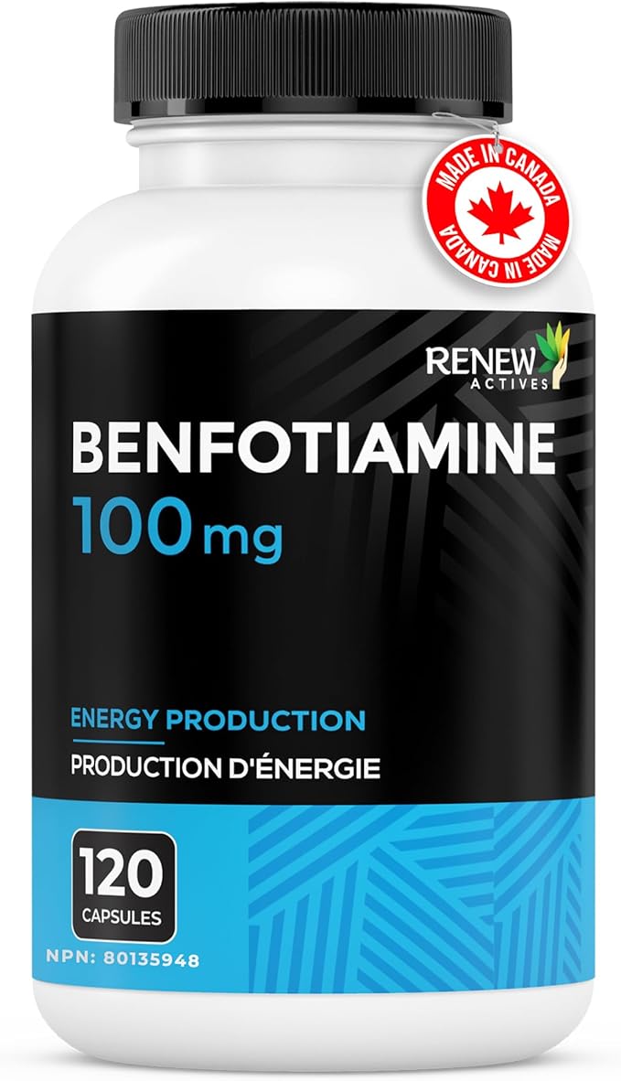 Renew Actives Benfotiamine 100mg – Supports Energy Production &amp Overall Wellness – Vegan Non-GMO Gluten-Free – 120 Capsules