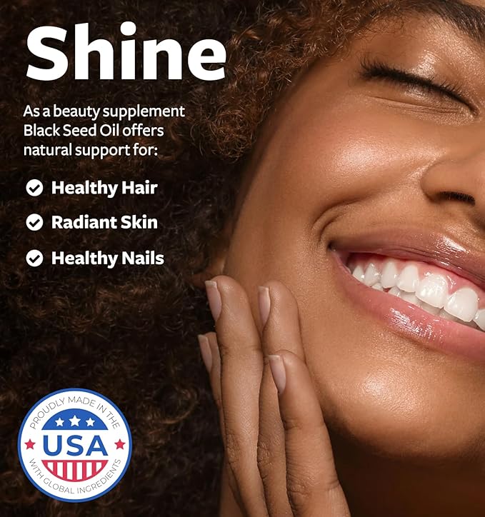 Black Seed Oil - 180 Softgel Capsules (Non-GMO &amp Vegan) Premium Cold-Pressed Nigella Sativa Producing Pure Black Cumin Seed Oil with Vitamin E - 500mg Each 1000mg Per 2 Capsule Serving