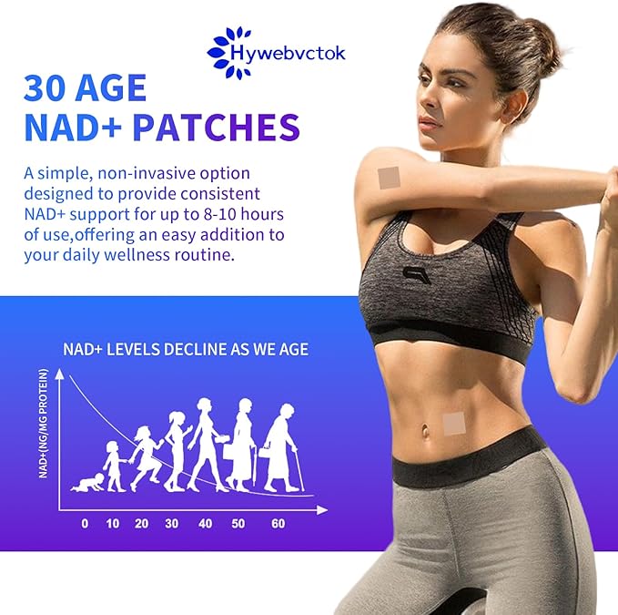NAD Patches for Women &amp Men 60 Count NAD+ Boost Patch for Anti-Aging Wellness and Energy Support Extra Strengthwith NMNCoQ10Thiamine &amp Resveratrol