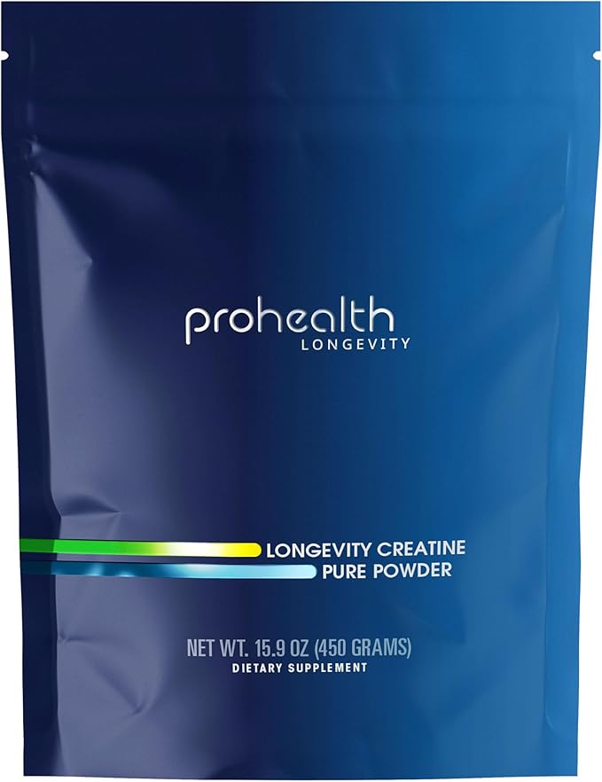 ProHealth Longevity Micronized Creatine. Pharmaceutical Grade Creatine Monohydrate is Easier on Kidneys. Supports Brain Function and Muscle Growth as You Age. 5 g/Serving 90 Servings 3 Month Supply