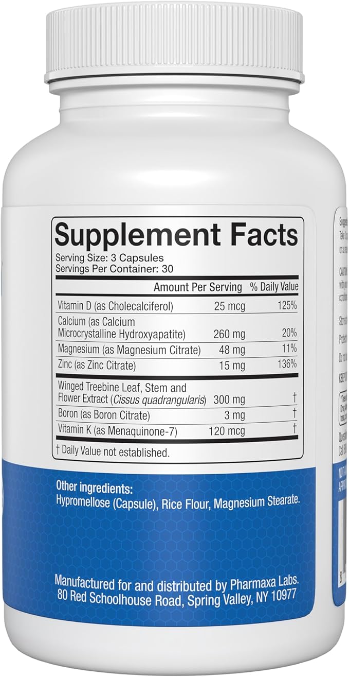 Advanced Bone Support Formula – Calcium Magnesium Vitamin D3 &amp K2 – Bone Density &amp Strength Supplement for Women &amp Men – Joint Menopause &amp Osteoporosis – 90 Capsules (Pack of 3)