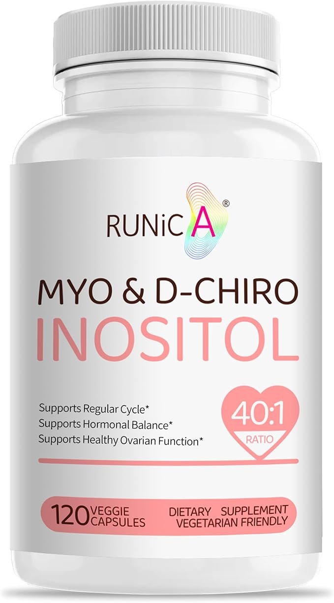 Myo-Inositol &amp D-Chiro Inositol (40:1 Ratio) - Support Hormone Balance Fertility &amp Ovarian Health - 120 Vegan Capsules 30-Day Starter Pack