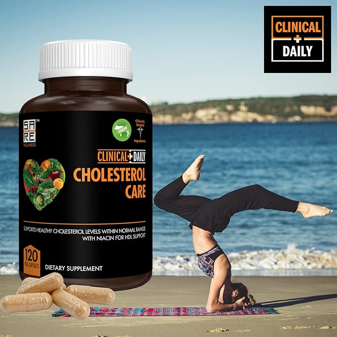 Clinical Daily Cholesterol Care Supplement. Vegan Cholesterol and Triglyceride Supplements. Plant Sterols Supplements Cholesterol Support with Guggul Garlic Niacin. 120 Capsules