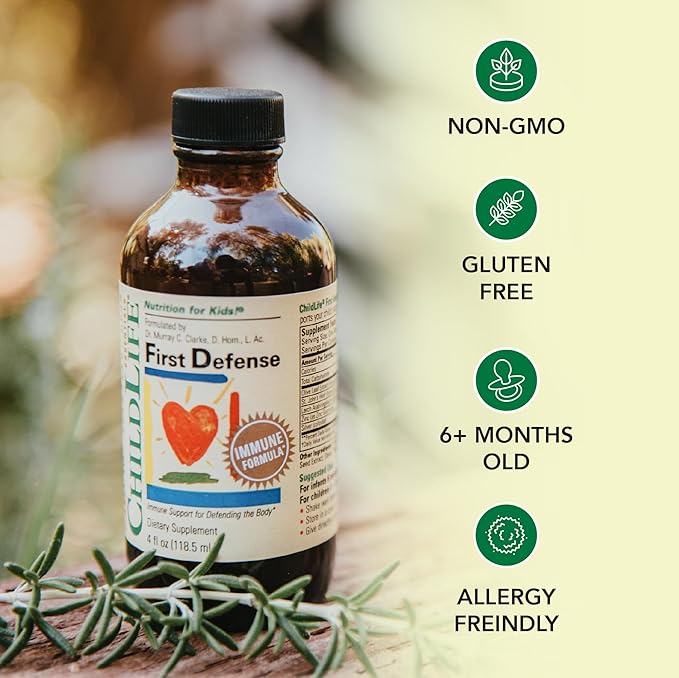 CHILDLIFE ESSENTIALS First Defense - Kids Immune Support Immune Support for Kids Toddlers 1-3 Babies 6 Months+ Vitamin Syrup with Elderberry Zinc Non GMO Gluten Free - 4 Fl Oz (Pack of 3)