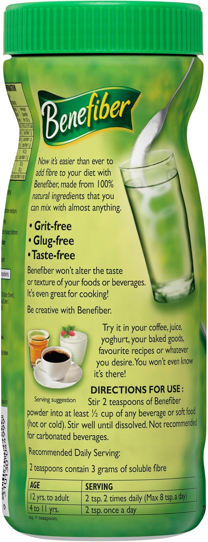 Benefiber Taste-Free Sugar-Free Fiber Supplement Powder for Digestive Health 74 Servings 261g
