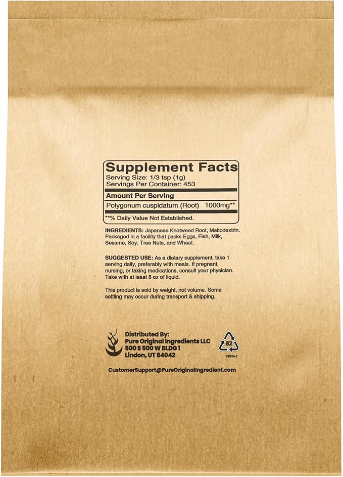 PURE ORIGINAL INGREDIENTS Japanese Knotweed (1lb) Hu Zhang Fen Traditional Supplement Gluten-Free