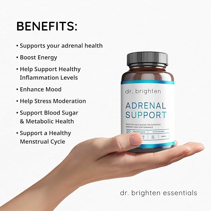 Dr. Brighten Adrenal Support - Dietary Supplement with Ashwagandha to Support Healthy Energy Levels and Stress Response (60 Count)