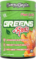 VMI Sports Greens + Reds Advanced Superfood Immunity and Gut Health | Enzymes &amp Probiotics | 30 Servings (Peach Iced Tea)