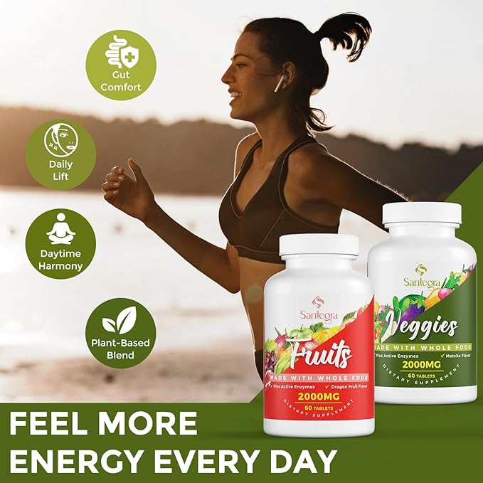 2000 MG Fruit and Veggies Supplement 35+ Fruits and Vegetables for Daily Variety 100% Whole Food Superfoods Natural Vitamins for Women &amp Men Sugar-Free Gluten-Free Vegan 240 Tablets