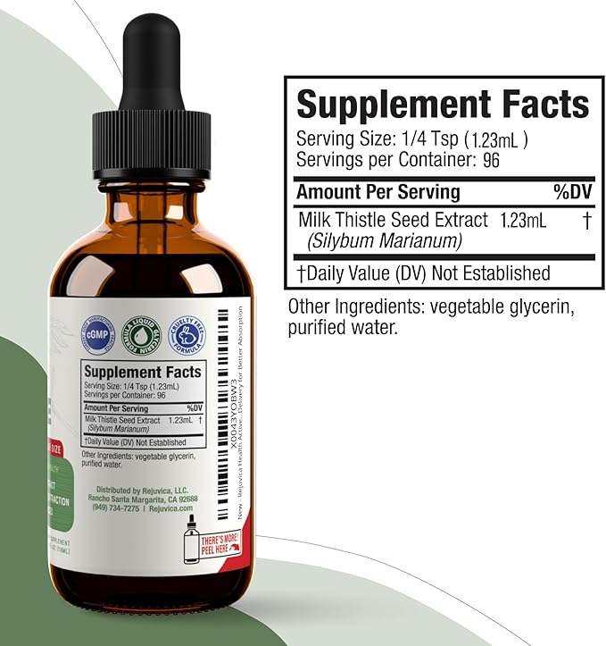 Rejuvica Health VitaLiver + Active Milk Thistle - Advanced Liver Health Bundle - Liquid Delivery for Better Absorption - Milk Thistle Chanca Piedra Artichoke Dandelion &amp More!