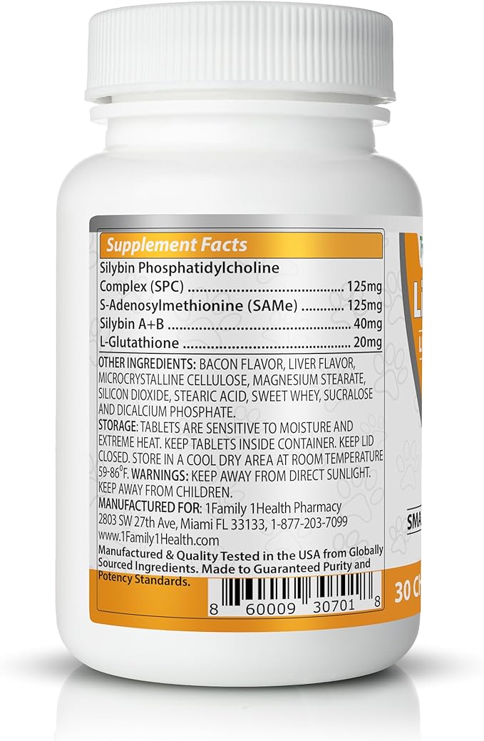Comprehensive Liver Supplement (2 Pack - 60ct) Combining Same SPC Silybin A+B Gluathione Chew Tabs for Dogs 30Ct (2X Small - Medium)