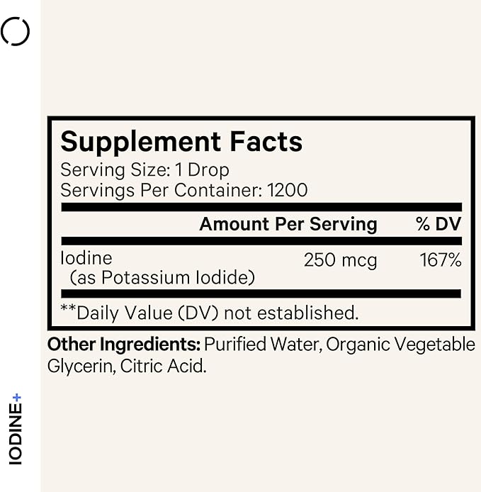 Codeage USDA Certified Organic Iodine Drops - 250 Mcg Per Serving - 1+ Year Supply - Liquid Iodide Supplement - Pure Clear Iodine - Vegan Potassium Iodine Liquid Drop - 2 fl oz