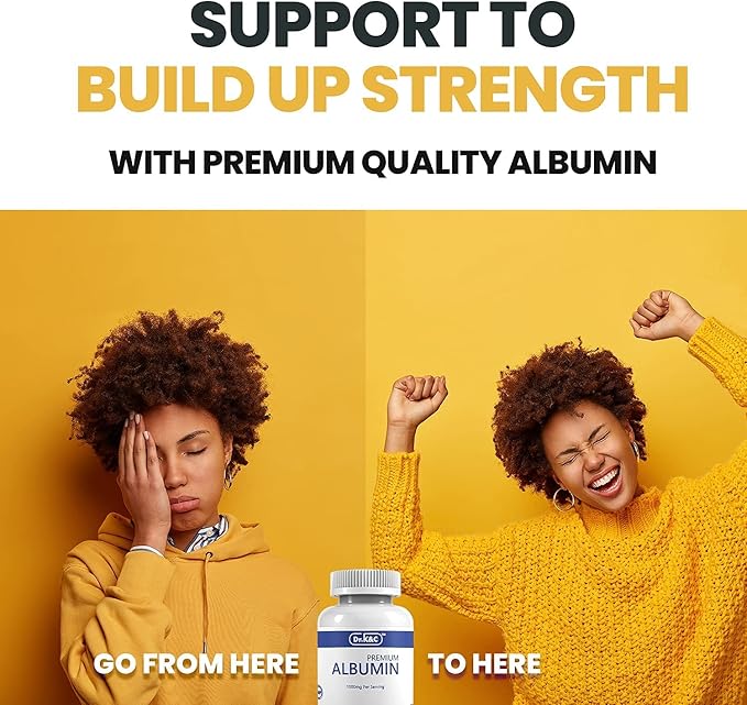 Dr.K&ampC Premium Albumin Protein Supplement – Extra Strength 1000 mg 120 Tablets Healthy Kidney Liver Promote General Wellness Energy Support Life Balance 1pk