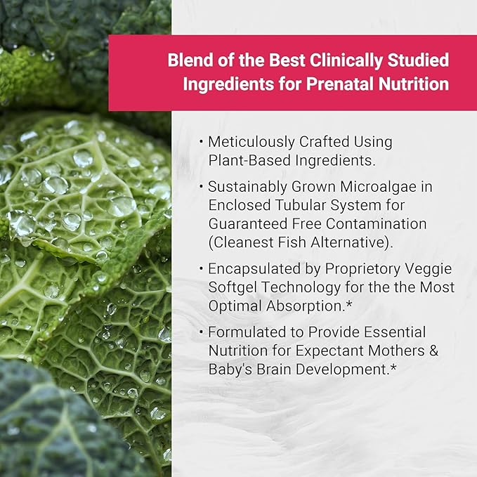 Naturalis Vegan Prenatal with Full Specrum Omega-3 | Algae DHA EPA DPA Vitamin D3 &amp Active Folate L 5-MTHF | Vegan Society Certified Sustainably Sourced Non-GMO &amp Soy Free | 60 Veggie Sof