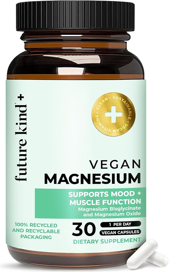 Future Kind Magnesium Glycinate Supports Muscle and Nerve Function High Absorption Chelated Magnesium Supplement Nightly Calm Energy &amp Metabolism Highly Bioavailable &amp Potent - 30 Vegan C