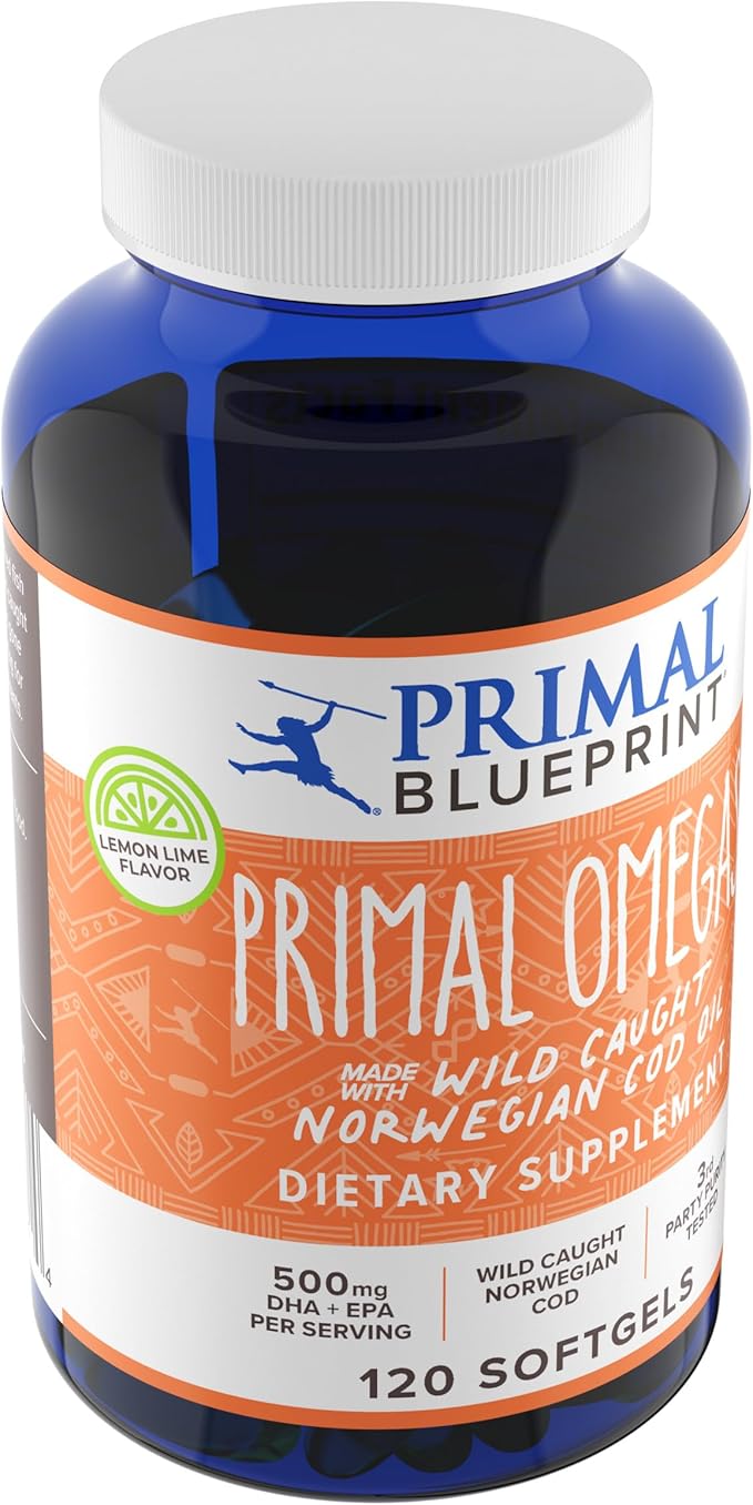 Primal Blueprint Primal Omegas Omega-3 Fatty Acid Daily Supplement 120 Count
