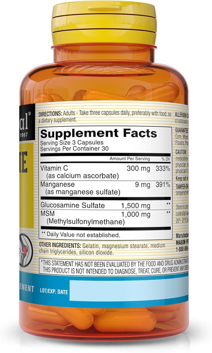 MASON NATURAL Ultimate Joint Support Bundle Glucosamine &amp Fish Oil + Glucosamine Complex with MSM 90 Softgels + 90 Capsules