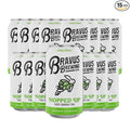 Bravus Hopped Up Sparkling Energy Tea 15 Pack - 12 fl oz - Low Calorie Organic Black Tea with Organic Hops and 120mg Organic Caffeine - Refreshing Boost with Only 10 Calories